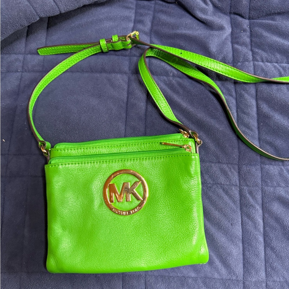 Michael Kors Green Crossbody Bag with Gold Hardware